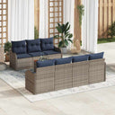 vidaXL Garden Bench Set 8 Pieces Grey Poly Rattan