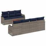 vidaXL Garden Bench Set 8 Pieces Grey Poly Rattan