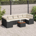 vidaXL Tuinbank Set met kussen 8 pcs Zwart poly rattan