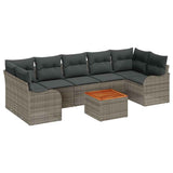 vidaXL Tuinbank Set met kussen 8 pcs Zwart poly rattan
