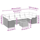 vidaXL Tuinbank Set met kussen 8 pcs Zwart poly rattan