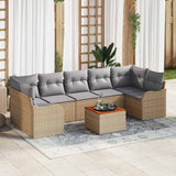 vidaXL Tuinbank Set met kussen 8 pcs Zwart poly rattan