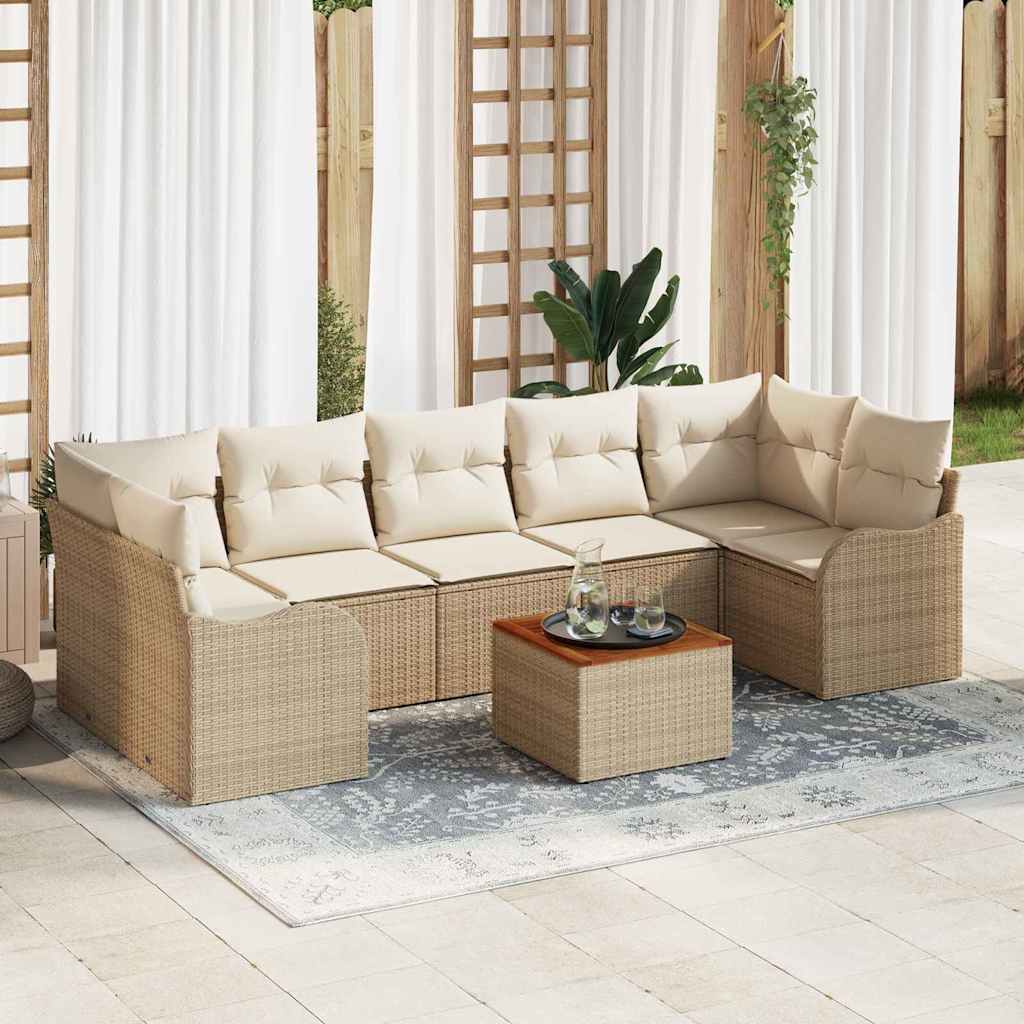 vidaXL Tuinbank Set met kussen 8 pcs Zwart poly rattan