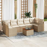 vidaXL Tuinbank Set met kussen 8 pcs Zwart poly rattan