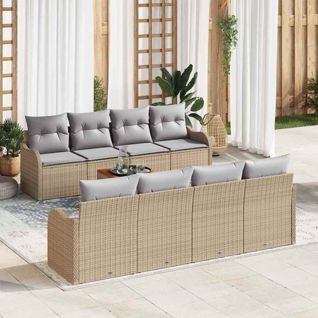 vidaXL Tuinbank Set met kussen 9 pcs Zwart poly rattan
