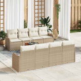 vidaXL Tuinbank Set met kussen 9 pcs Zwart poly rattan