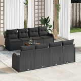 vidaXL Tuinbank Set met kussen 9 pcs Zwart poly rattan