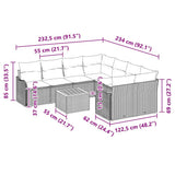 vidaXL Tuinbank Set met kussen 9 pcs Zwart poly rattan