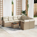 vidaXL Tuinbank Set met kussen 9 pcs Zwart poly rattan