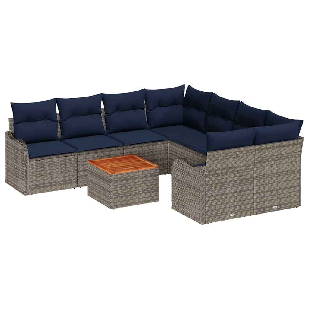 vidaXL Tuinbank Set 9 st Grijs poly rattan