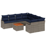 vidaXL Tuinbank Set 9 st Grijs poly rattan