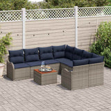 vidaXL Tuinbank Set 9 st Grijs poly rattan