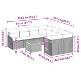 vidaXL Tuinbank Set 9 st Grijs poly rattan