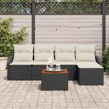 vidaXL Tuinbank Set met kussen 6 pcs Zwart poly rattan
