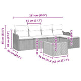 vidaXL Tuinbank Set met kussen 6 pcs Zwart poly rattan