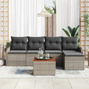 vidaXL Tuinbank Set met kussen 6 pcs Zwart poly rattan