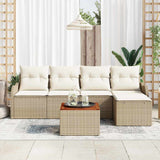 vidaXL Tuinbank Set met kussen 6 pcs Zwart poly rattan