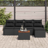 vidaXL Tuinbank Set met kussen 6 pcs Zwart poly rattan