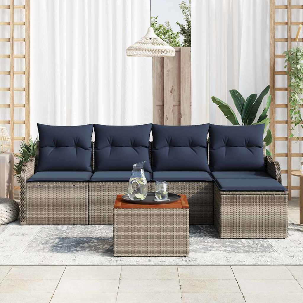 vidaXL Tuinbank Set 6 st Grijs poly rattan