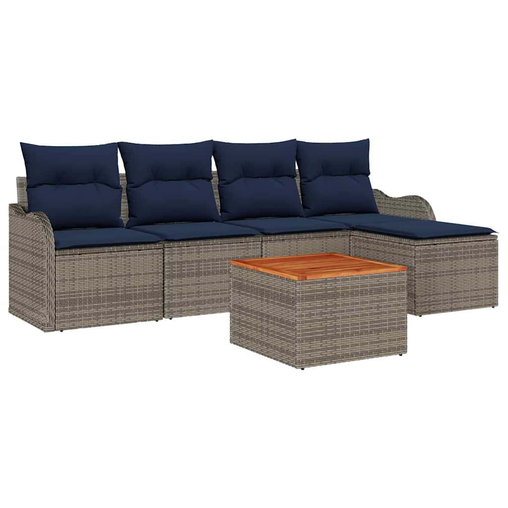 vidaXL Tuinbank Set 6 st Grijs poly rattan