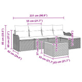 vidaXL Tuinbank Set 6 st Grijs poly rattan