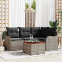 vidaXL Tuinbank Set met kussen 5 pcs Zwart poly rattan