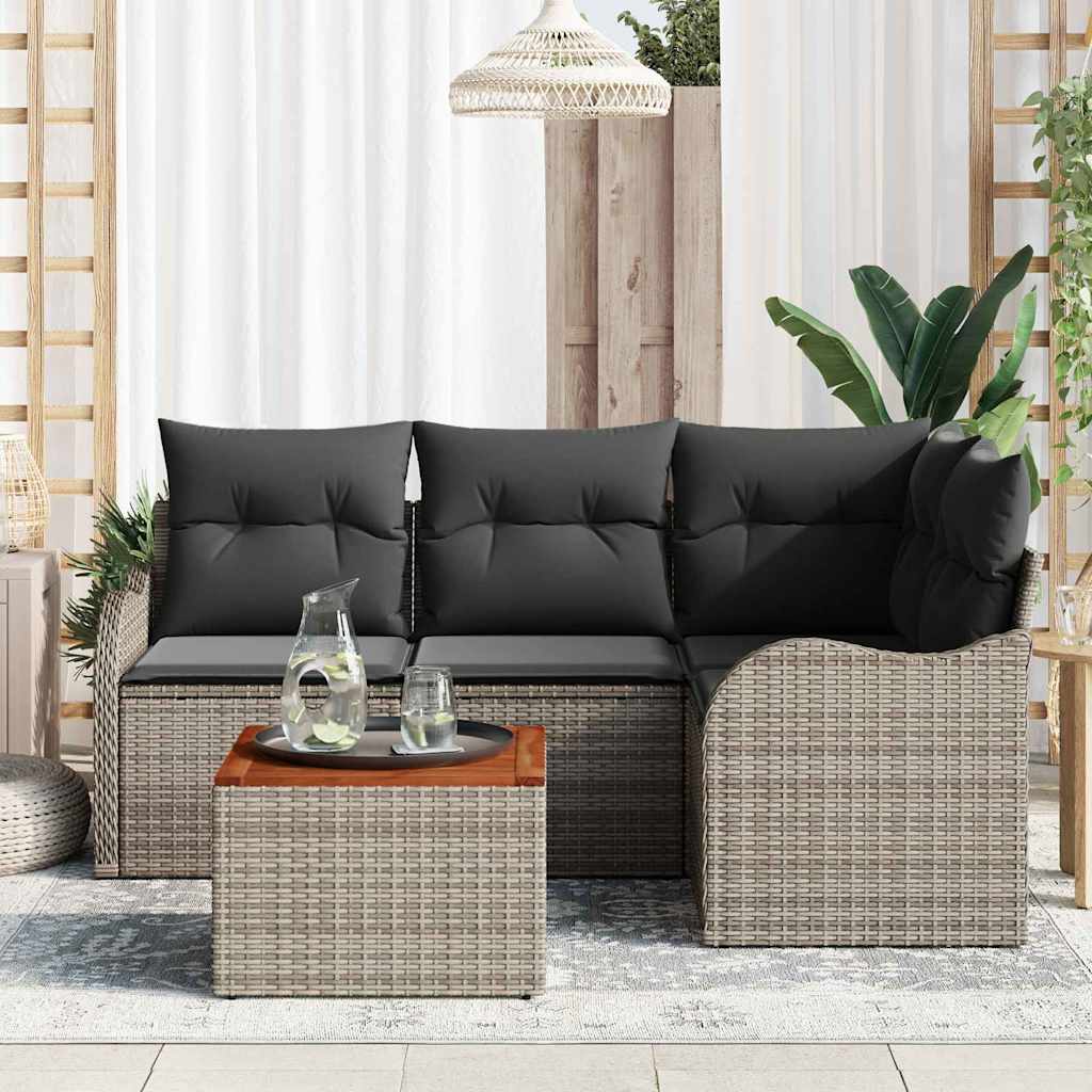 vidaXL Tuinbank Set met kussen 5 pcs Zwart poly rattan