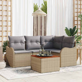 vidaXL Tuinbank Set met kussen 5 pcs Zwart poly rattan