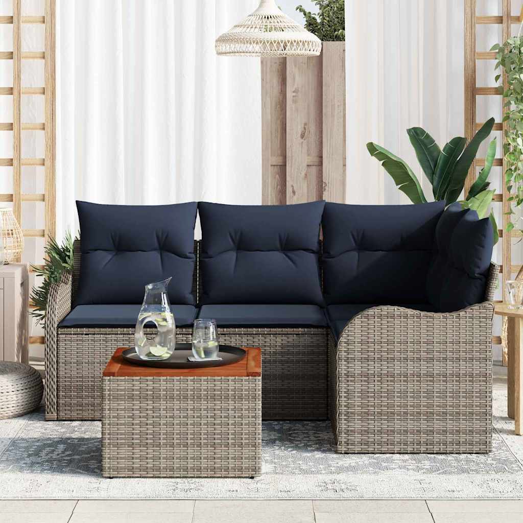 vidaXL Garden Lounge Set 5 pcs Grey poly rattan