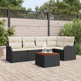 vidaXL Tuinbank Set met kussen 6 pcs Zwart poly rattan