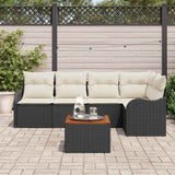 vidaXL Tuinbank Set met kussen 6 pcs Zwart poly rattan