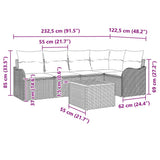 vidaXL Tuinbank Set met kussen 6 pcs Zwart poly rattan