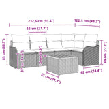 vidaXL Tuinbank Set 6 st Grijs poly rattan