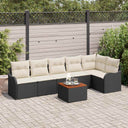vidaXL Tuinbank Set met kussen 7 pcs Zwart poly rattan