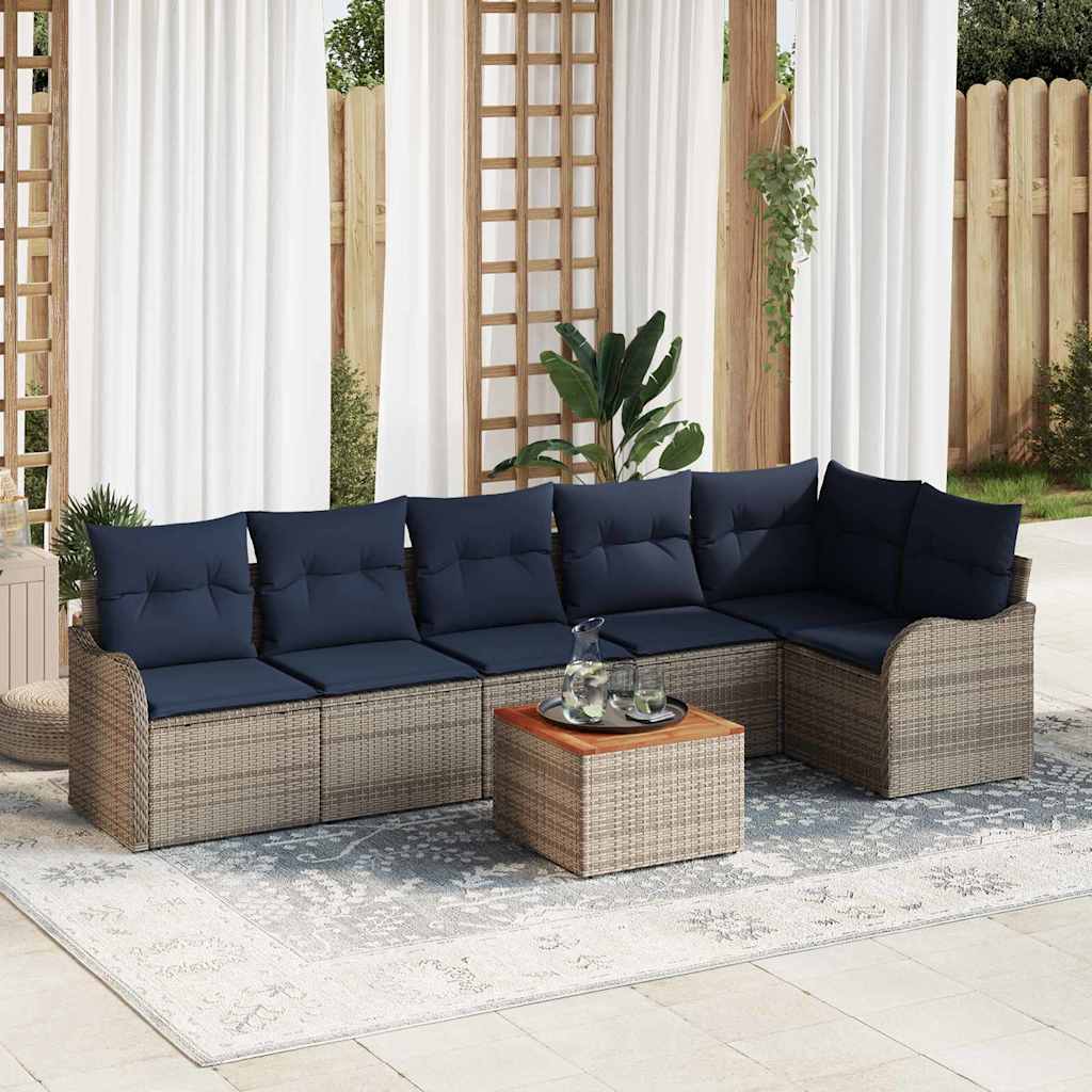 vidaXL Garden Lounge Set 7 pcs Grey poly rattan