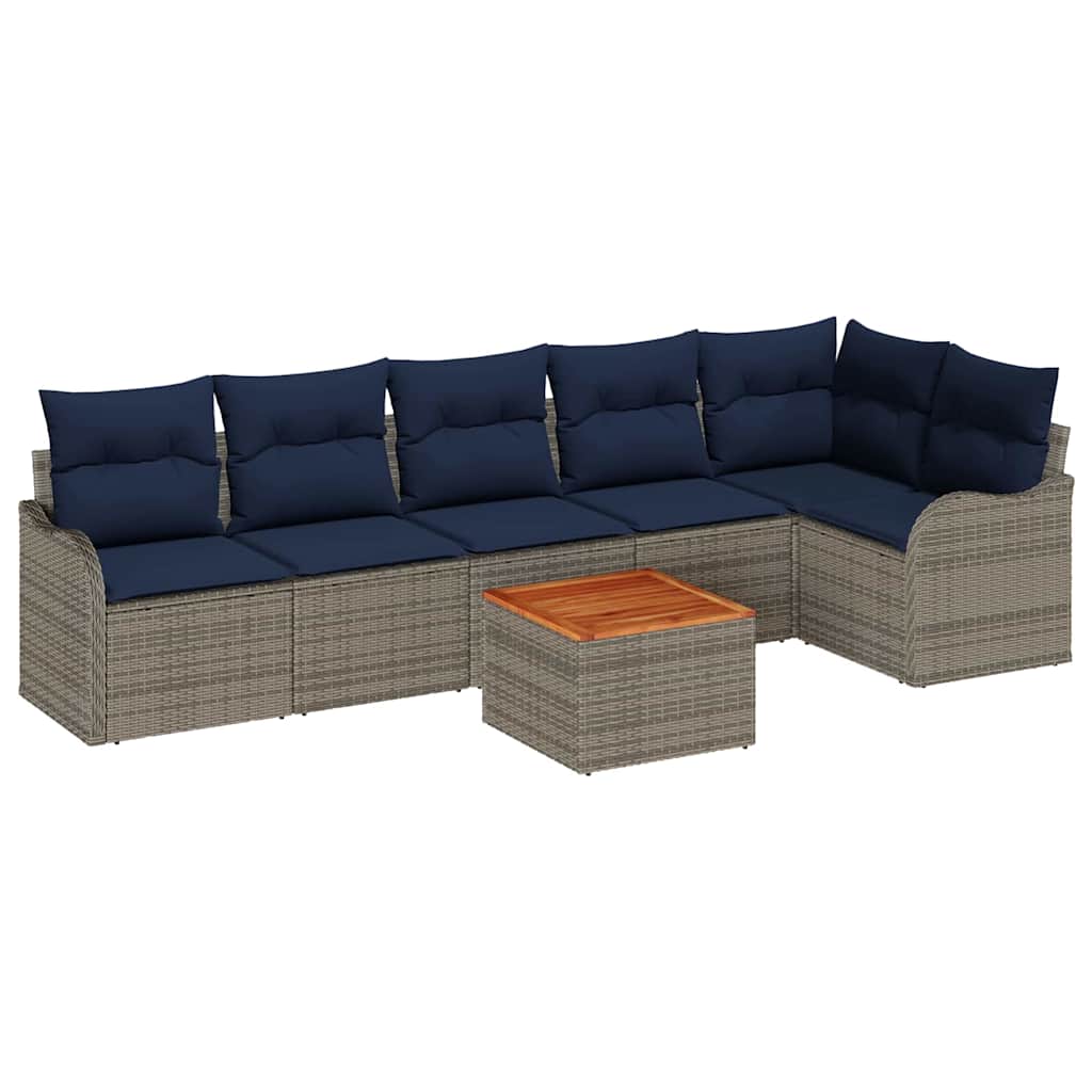 vidaXL Garden Lounge Set 7 pcs Grey poly rattan