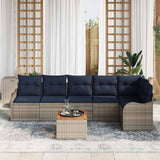 vidaXL Garden Lounge Set 7 pcs Grey poly rattan