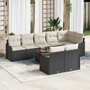vidaXL Tuinbank Set met kussen 9 pcs Zwart poly rattan