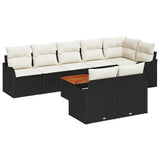 vidaXL Tuinbank Set met kussen 9 pcs Zwart poly rattan