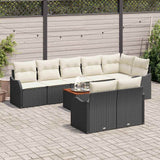 vidaXL Tuinbank Set met kussen 9 pcs Zwart poly rattan