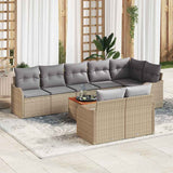 vidaXL Tuinbank Set met kussen 9 pcs Zwart poly rattan