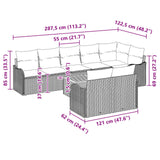 vidaXL Garden Lounge Set 9 pcs Grey poly rattan