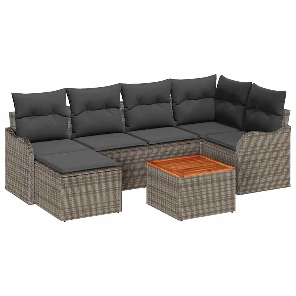 vidaXL Garden Dining Set with Cushions 7 pcs Black Poly Rattan