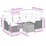 vidaXL Tuinbank Set 7 st Grijs poly rattan