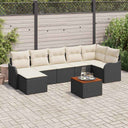 vidaXL Tuinbank Set met kussen 8 pcs Zwart poly rattan
