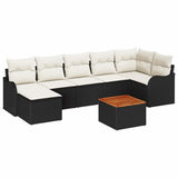 vidaXL Tuinbank Set met kussen 8 pcs Zwart poly rattan