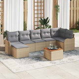 vidaXL Tuinbank Set met kussen 8 pcs Zwart poly rattan