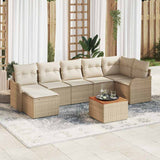 vidaXL Tuinbank Set met kussen 8 pcs Zwart poly rattan