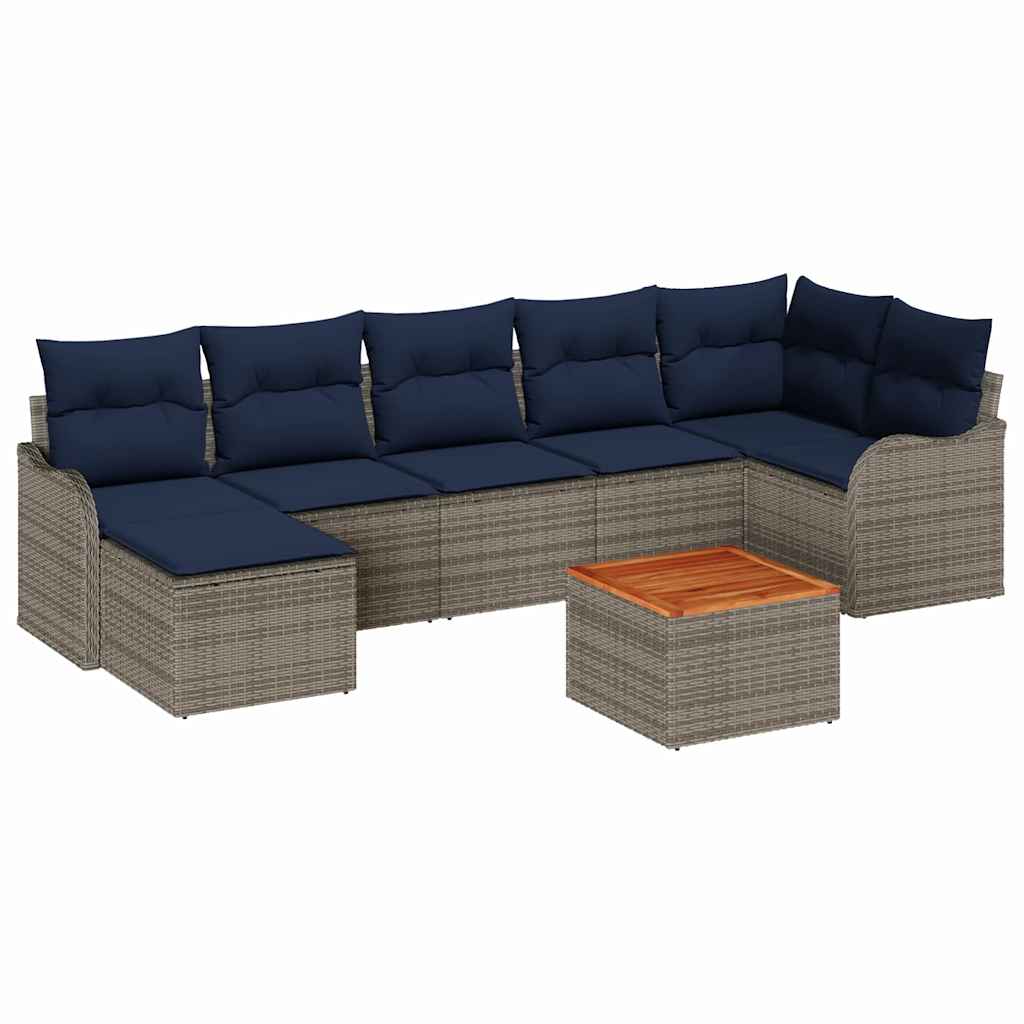 vidaXL Tuinbank Set 8 st Grijs poly rattan