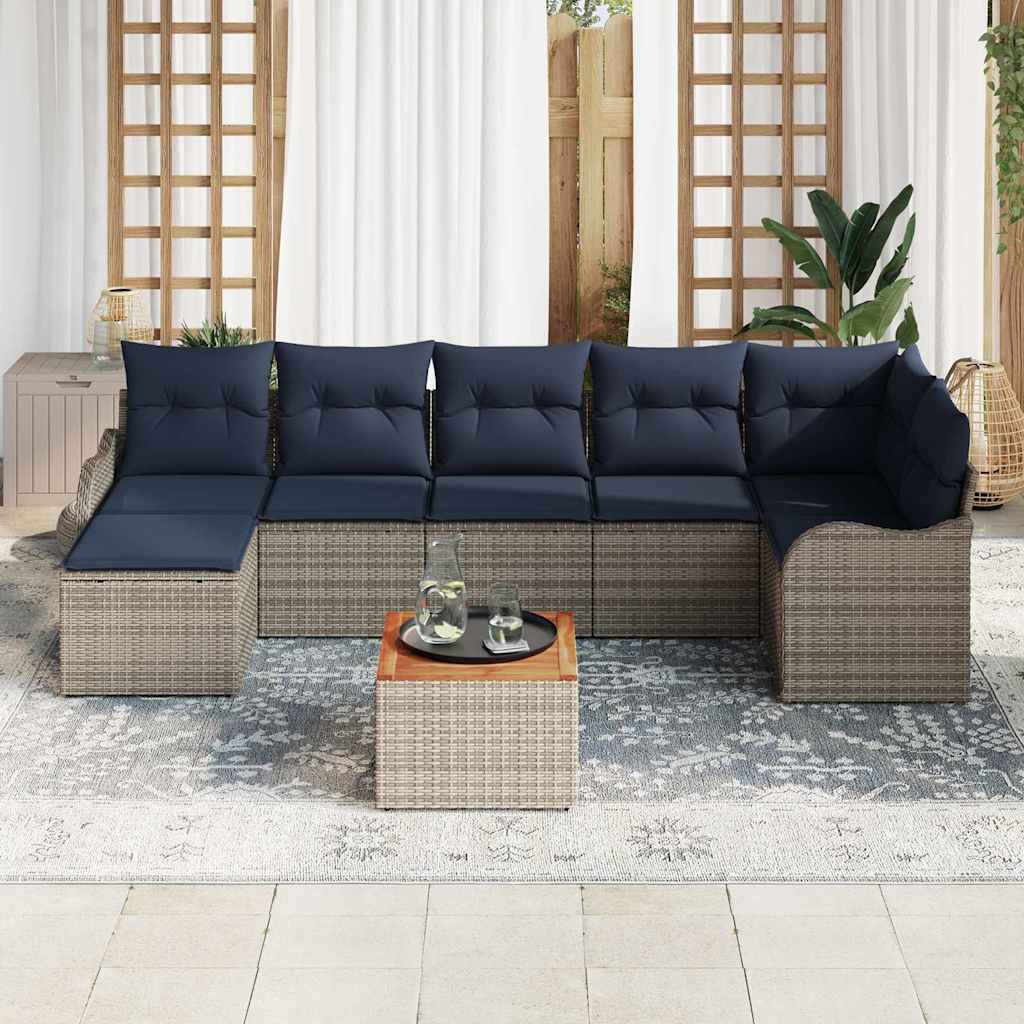 vidaXL Tuinbank Set 8 st Grijs poly rattan